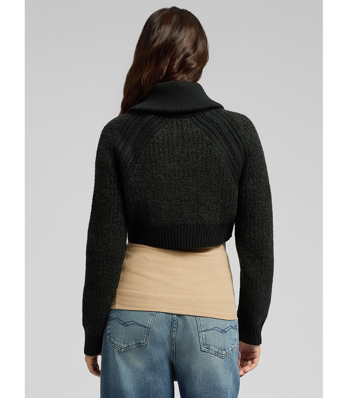 クロップドジップセーター 詳細画像 ブラック 3